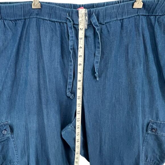 Woman Within Pants Womens 30W Blue Cargo Drawstring Elastic Waist Pockets Cotton - Picture 6 of 13